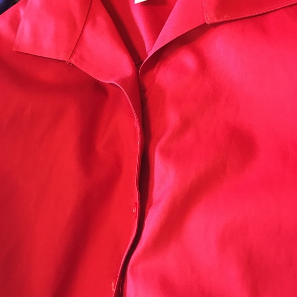 CHICO’S RED NO-IRON SATEEN LONG SLEEVE SHIRT - Picture 6 of 16